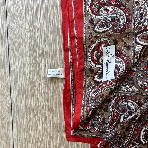 Vintage St. Ramose Scarf Made in Japan – Hand Printed Acetate Twill 25.5” Square Red