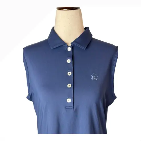Peter Millar Shirt Women Medium Navy Sleeveless Performance Polo UPF 50 Preppy
