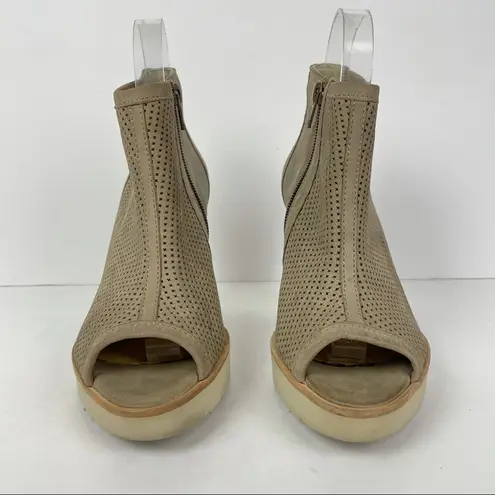 Paul Green  beige suede peep toe heeled booties