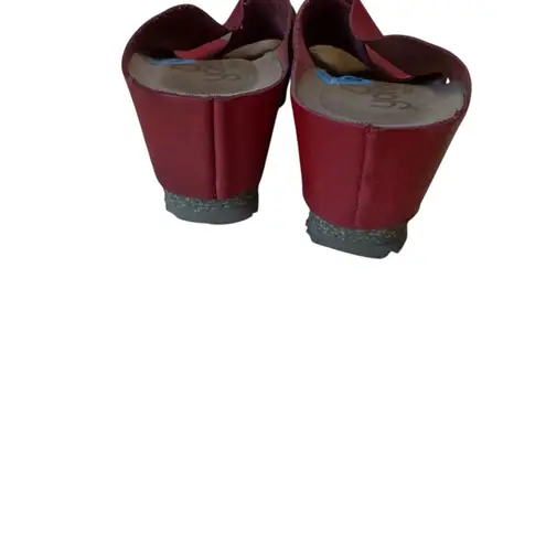 Yokono Red Leather Cross Strap Cork Platform Espadrille Wedge Sandals 6.5 resort