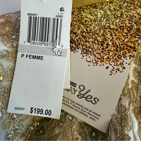 Say Yes Juniors' Strapless Embellished Ballgown Ivory Sz 1/2 White