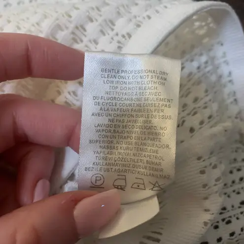 Tibi white long sleeve eyelete crewneck blouse size 0