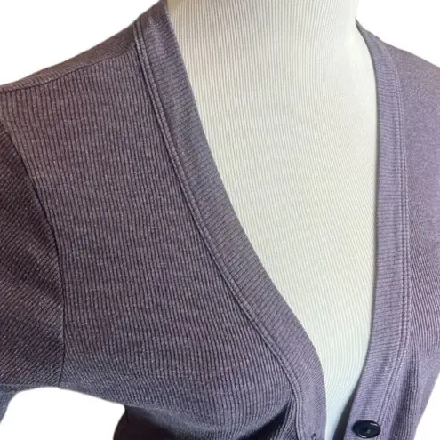 Womens Crafty Couture Violet Ribbed Lightweight Cardigan Sweater