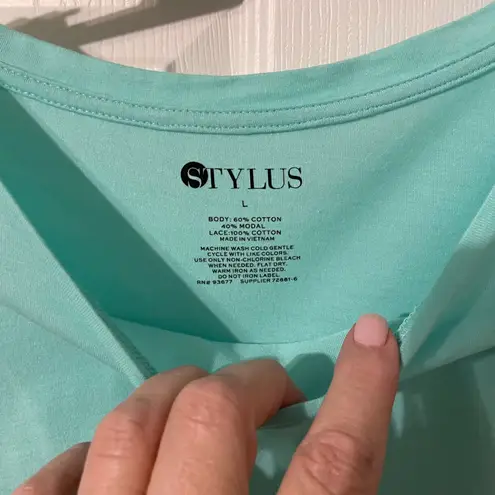 STYLUS Green Embellished Blouse with Boxy Fit Size L