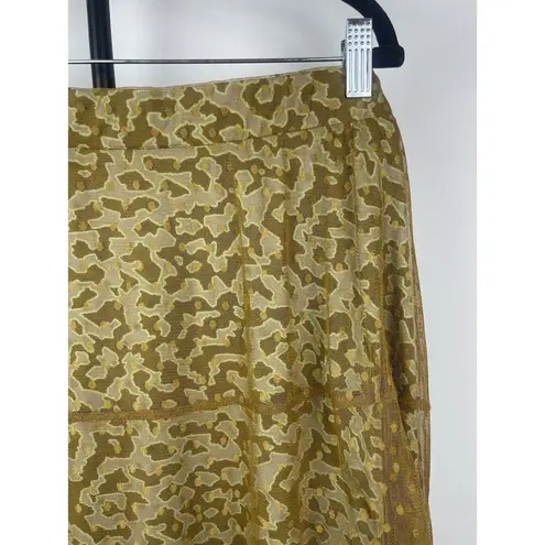 LOGO By Lori Goldstein Logo Lori Goldstein Gold Polka Dot Mesh Overlay Knit Midi Skirt Size XL