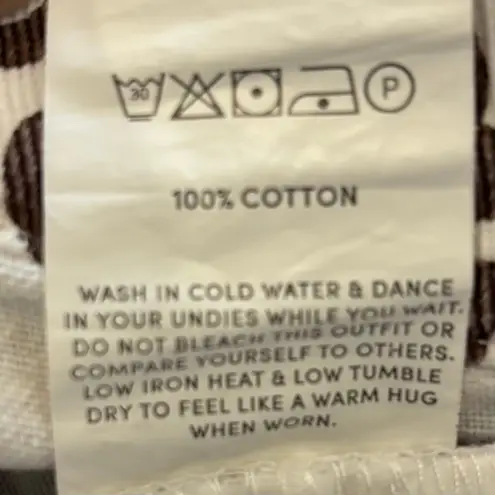 Peppermayo Brown White Geometric Straight Leg High Rise Pants 70s Hippie, Size 6