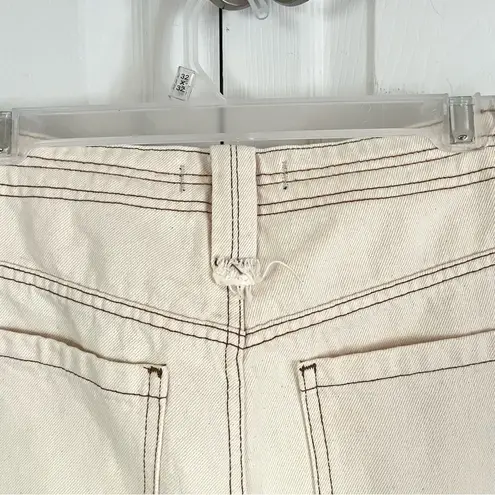 We The Free FREE PEOPLE Rebel Rouser Cut-off Denim Shorts Natural Cream Bermuda Size 26