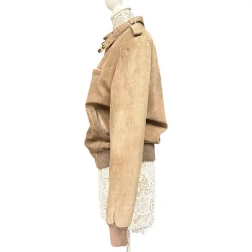 Members Only Vintage Tan Suede Bomber Jacket – Size 42 (Fits Women’s S–M)