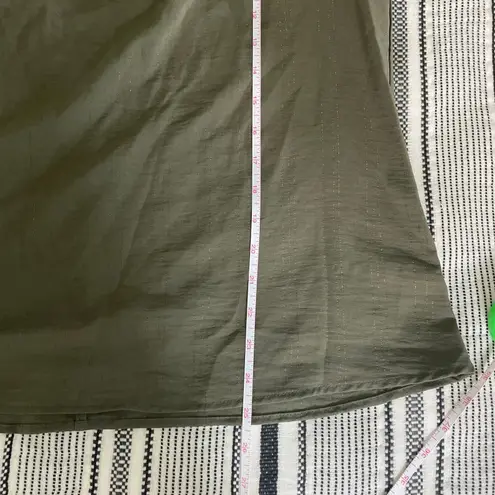 Como vintage Olive Green Ruffle Trim Top Bow Tie Neck Blouse Medium