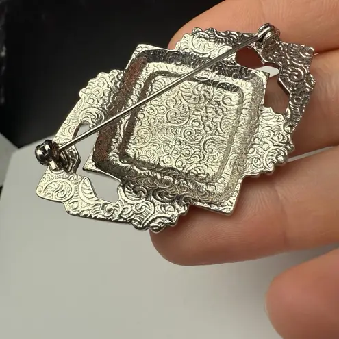 1928 Collection Black Silver Tone Brooch Pin Art deco Style