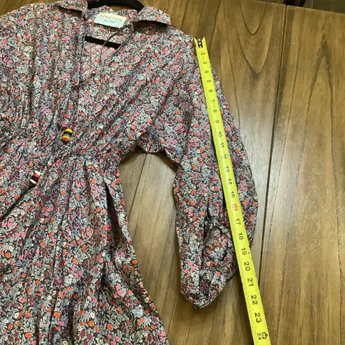 Tish Cox cotton Merry & Me Floral Cinched Waist Fit Flare Mini Dress Red Fall XS