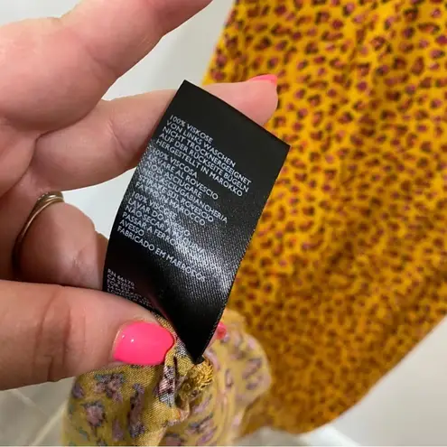 Urban Outfitters  Floral Front Slit Midi Dress XS Mustard Boho Romantic Fall