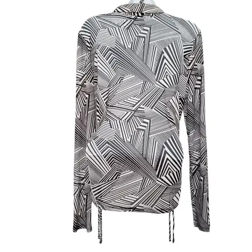 Sweet Rain Young Contemporary Top Womens Large Elastic Blouse Sheer Long Sleeve