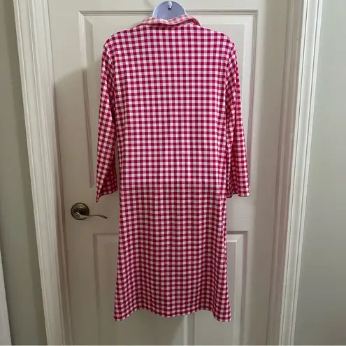 Draper James  for Lands’ End Pink Gingham Casual Polo Dress Women’s Size Medium