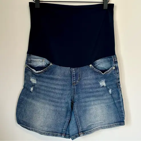 Gemma Rae Baby On Board Blue Denim Maternity Jean Shorts