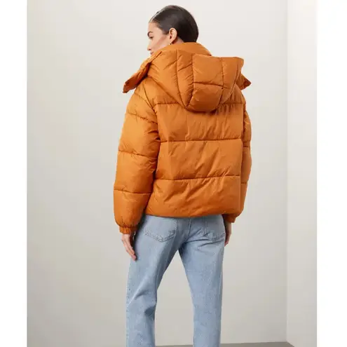 NVLT Jacket Womens Small Orange Wonder Puffer Coat Hooded High Neck Full Zip