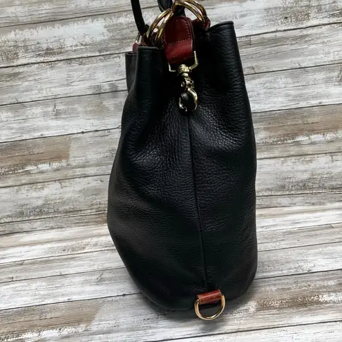 VTG Leather Bucket Purse Pattie Jarrell Black Convertible Sling Western 90s Boho