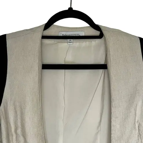 Finders Keepers Open Front Cropped Jacket Transitional Blazer Cream Black Sz XS