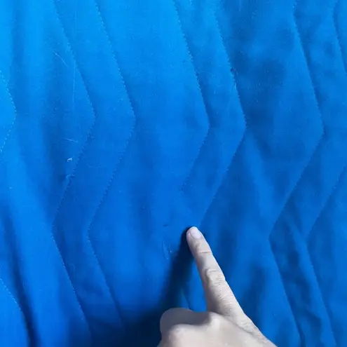 Vintage quilted open front jacket coat blue zig zag print retro 90s y2k kidcore Size 16