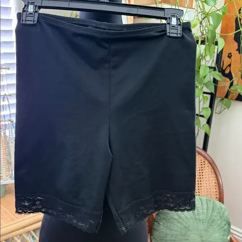 Nancy Ganz Black Lace Trim Body Slimmers Shapewear Bike Shorts Size XL