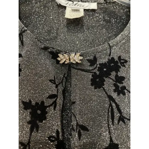 PATRA shimmer, velour floral print bolero crop style jacket 14 Black