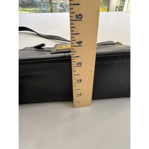 Tignanello Black Leather Crossbody Bag Adjustable Strap Gold Hardware