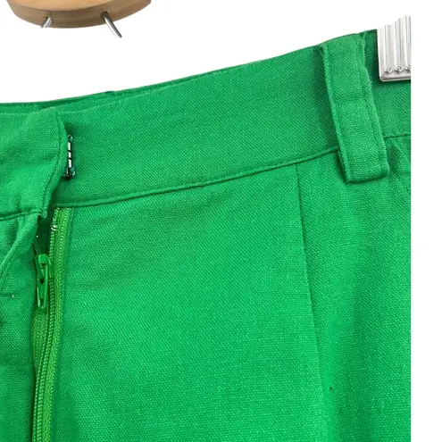 Meshki Shorts High Waist Pleated Linen Blend Green Size XS