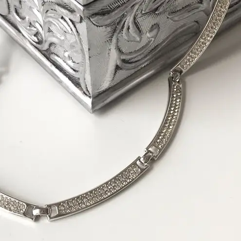 Christian Dior Vintage Silver Rhinestone Collar Necklace