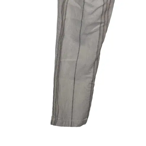 Anthropologie  Women Pants Striped Linen Pull On Pockets Tassel Tie Boho Beige XS