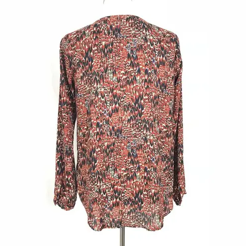 Veronica M Blouse Womens Size S All Over Feather Print Caged Criss Cross Neck - Image 3
