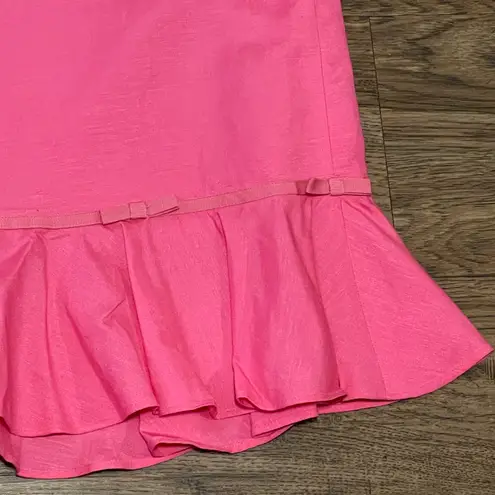 Larry Levine Pleated Mini Pencil Linen Blend Skirt Pink Size 10