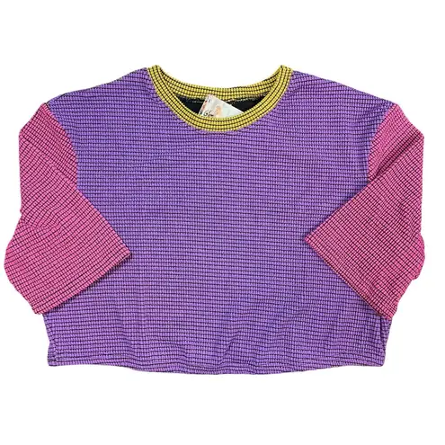 Agua Bendita Crop Top Hazel VNM Waffle Knit Colorblock Purple 3XL New