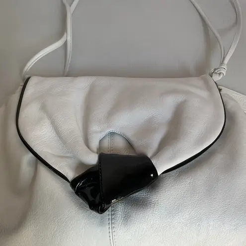 Vintage Aspects 90s Y2K Style White Faux Leather Shoulder Bag Ruched Flap Purse