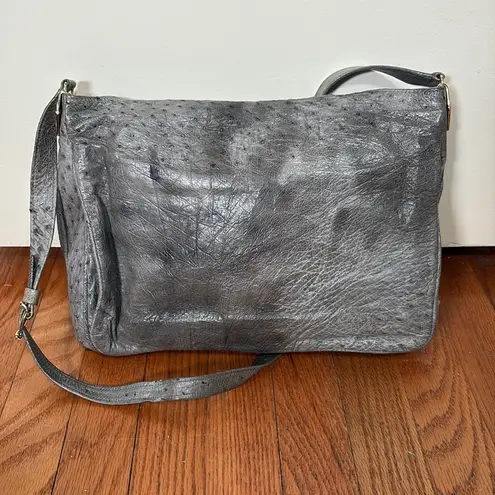 Ostrich Crossbody Bag Purse Handbag Grey Gray