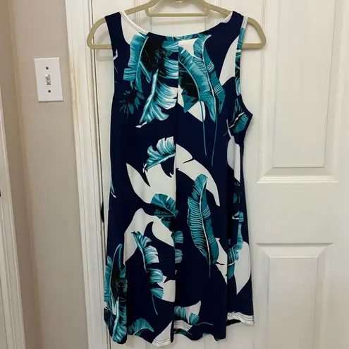 NWT!! Molerani Tropical Leaf Print Sleeveless Floral Swing Dress Blue Size M