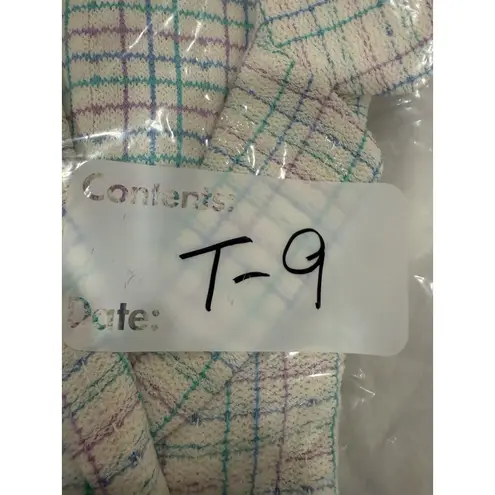 St. John Knits Cream Blue JACKET Siz 8 Suit Blazer Multicolor Plaid Classic