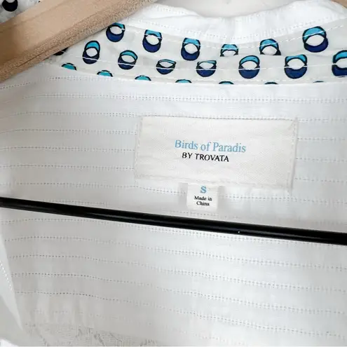 Birds of Paradis by Trovata Cotton Popover Button Blouse Shirt White