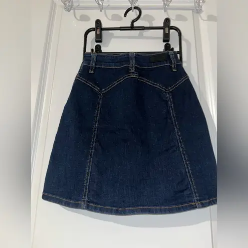 BLANK NYC Blue A-Line Jean Skirt Snap Buttons Rodeo Western Chic Cotton Rayon 24