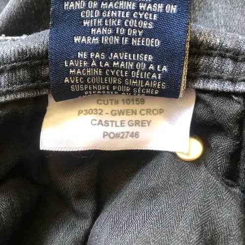 Fidelity Gwen NWT Raw Edge High Rise Skinny Crop Jeans, Castle Gray Wash, 28