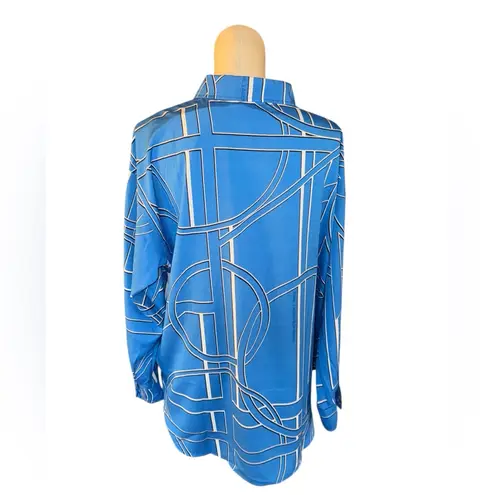 Karl Lagerfeld NWT PARIS Women's Long Sleeve Printed Tunic Blouse French Blue XL