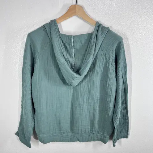 Lotus & Luna Gauze Hoodie Sweatshirt Seafoam Green Cotton Pullover Size Small