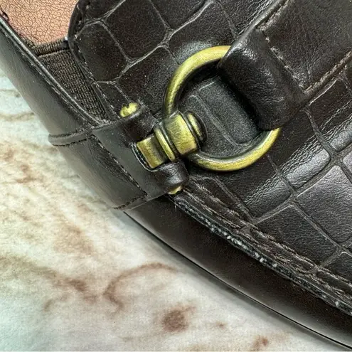 Life Stride Soft System Bahama Dark Brown Faux Alligator Block Heel Loafers