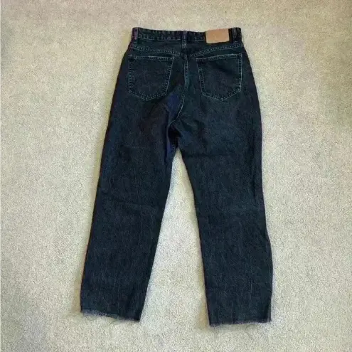 ZARA  black acid wash high rise mom boyfriend straight leg button front jeans