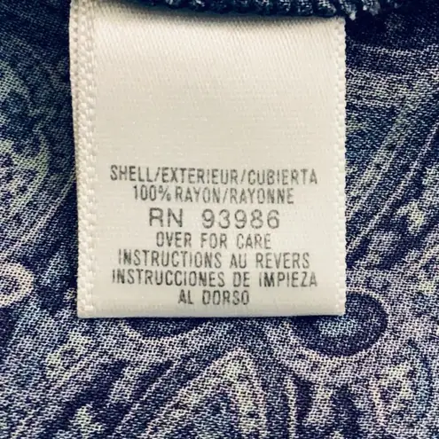 Petite Sophisticate blue paisley sheer blouse. VGC