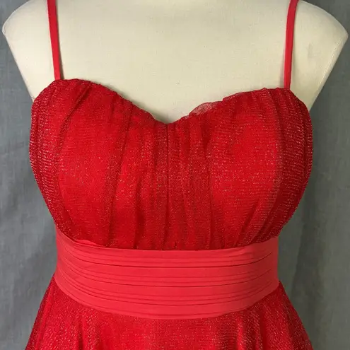 La Scala Red Glitter Sweetheart Fit & Flare Party Dress Women L Holiday Festive Size L