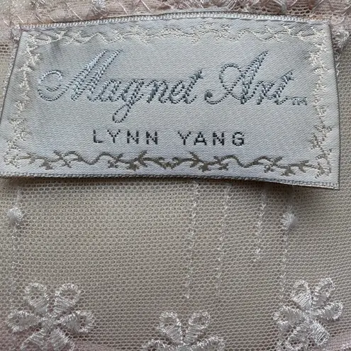 VTG Magnet Art Lynn Yang 2 Piece Set Maxi Dress Top Sz L Pastel Pink Crochet 90s Size L
