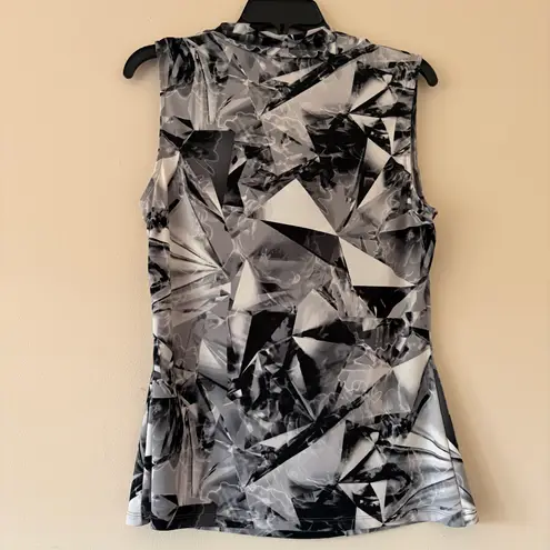 Marc New York Abstract Black White Gray Cowl Neck Sleeveless Top M Work Chic