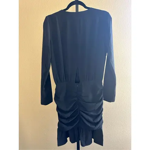 Krisa Revolve Los Angeles Long Sleeve Surplice Mini Dress in Dark Navy Size S