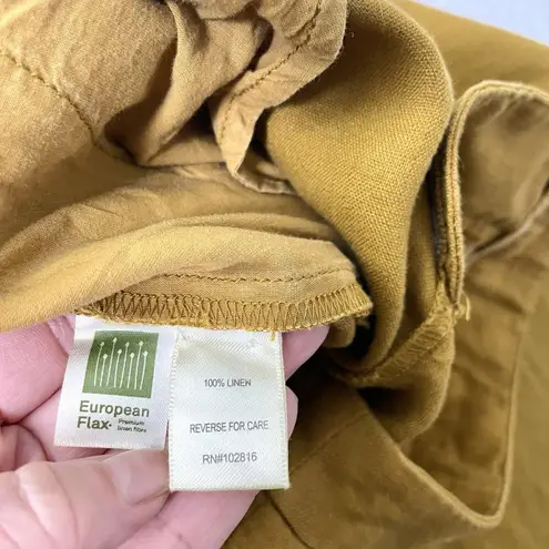 Garnet Hill 100% Linen Wide-Leg Trouser Pants Colorful Golden Yellow size 8