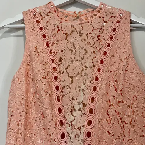 Main Strip Women’s Sleeveless Open Back Lace Mini Dress Pink NWOT